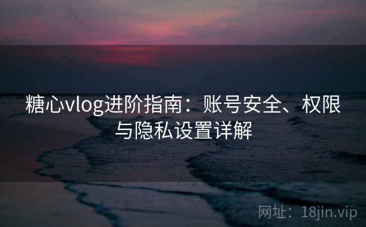 糖心vlog进阶指南:账号安全、权限与隐私设置详解